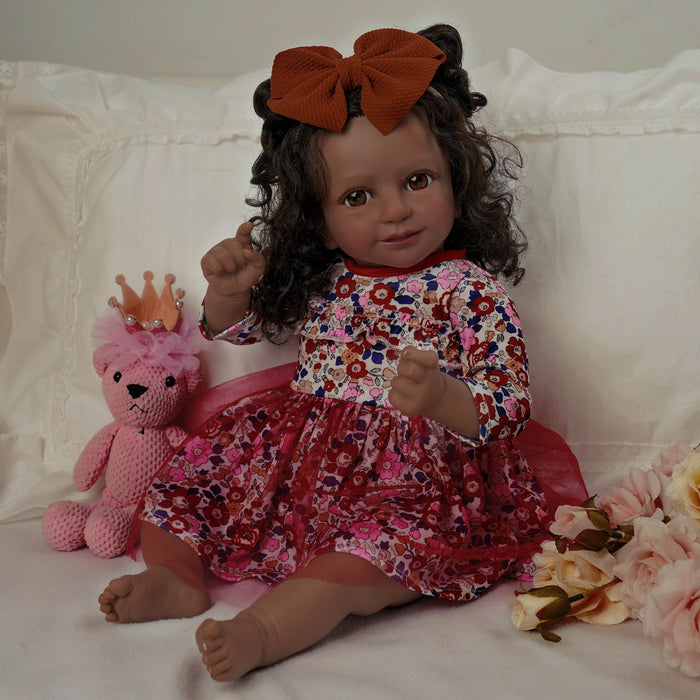 Babeside 20'' African American Reborn Girl Kiki Baby Dolls - Real Life Poseable Toddler Baby Dolls