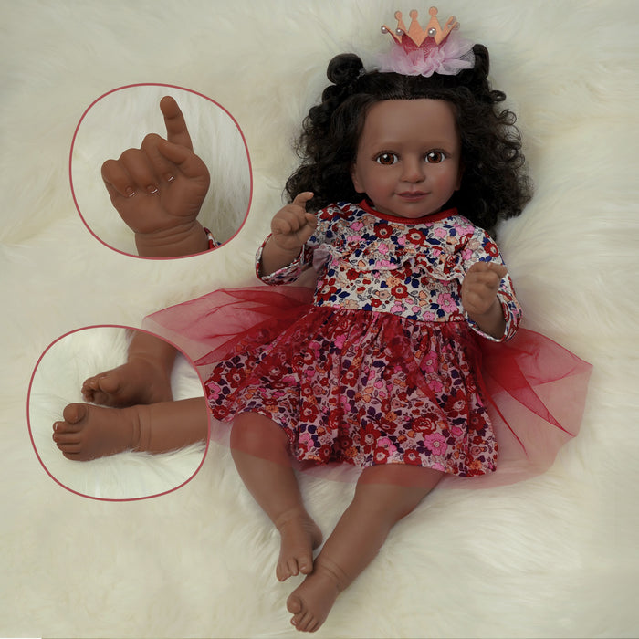 Babeside 20'' African American Reborn Girl Kiki Baby Dolls - Real Life Poseable Toddler Baby Dolls