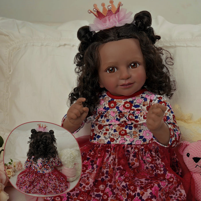 Babeside 20'' African American Reborn Girl Kiki Baby Dolls - Real Life Poseable Toddler Baby Dolls
