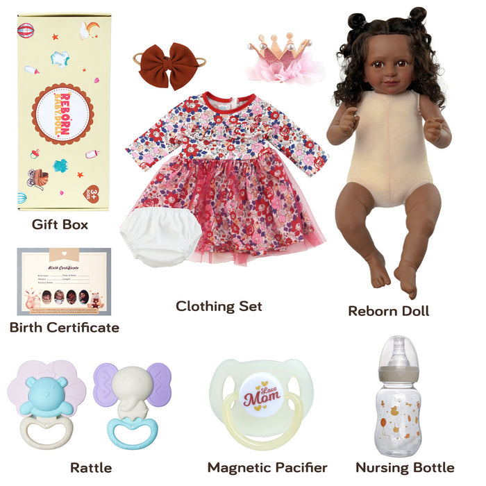 Babeside 20'' African American Reborn Girl Kiki Baby Dolls - Real Life Poseable Toddler Baby Dolls