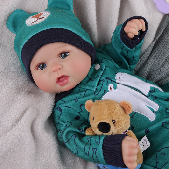 Babeside 20'' Bailyn Cutest Realistic Reborn Baby Doll Green Jumpsiut Boy