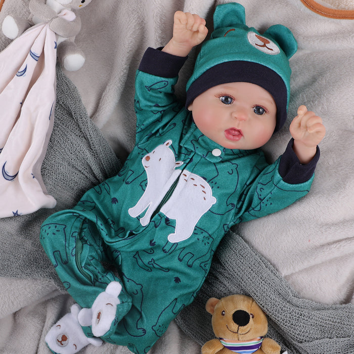 Babeside 20'' Bailyn Cutest Realistic Reborn Baby Doll Green Jumpsiut Boy
