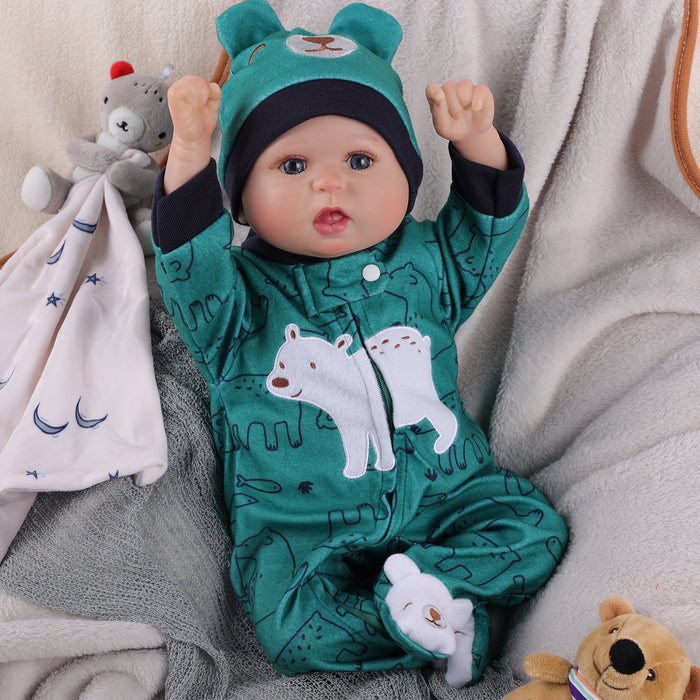 Babeside 20'' Bailyn Cutest Realistic Reborn Baby Doll Green Jumpsiut Boy