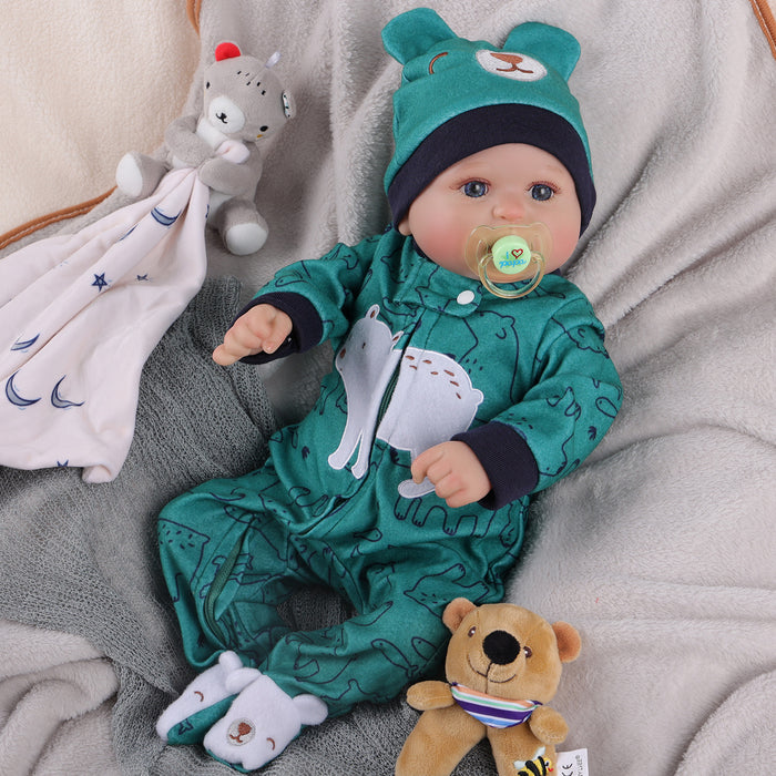 Babeside 20'' Bailyn Cutest Realistic Reborn Baby Doll Green Jumpsiut Boy