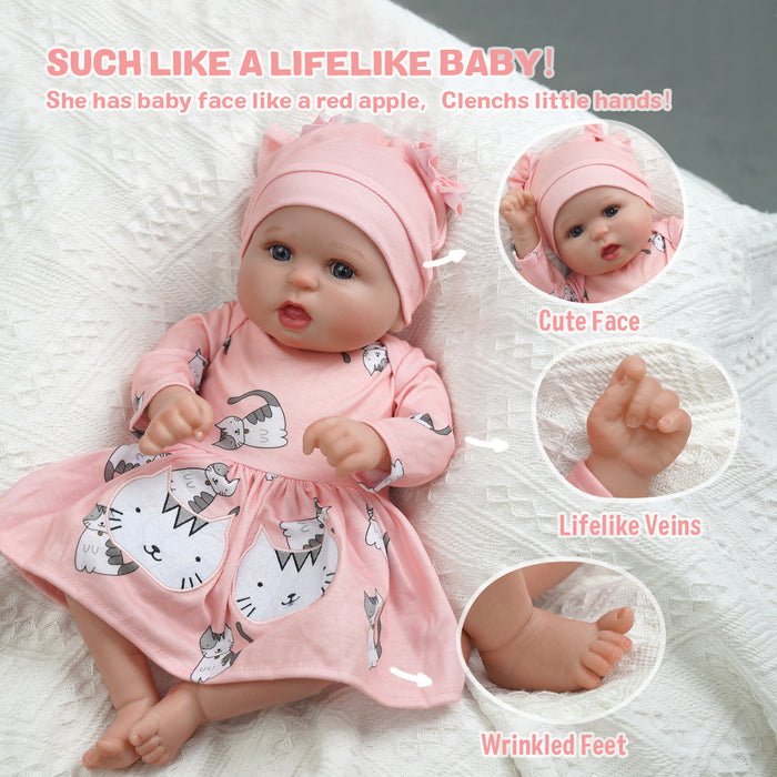 Babeside 20'' Bailyn Cutest Realistic Reborn Baby Doll Kitten Girl with Heartbeat Coos and Breath