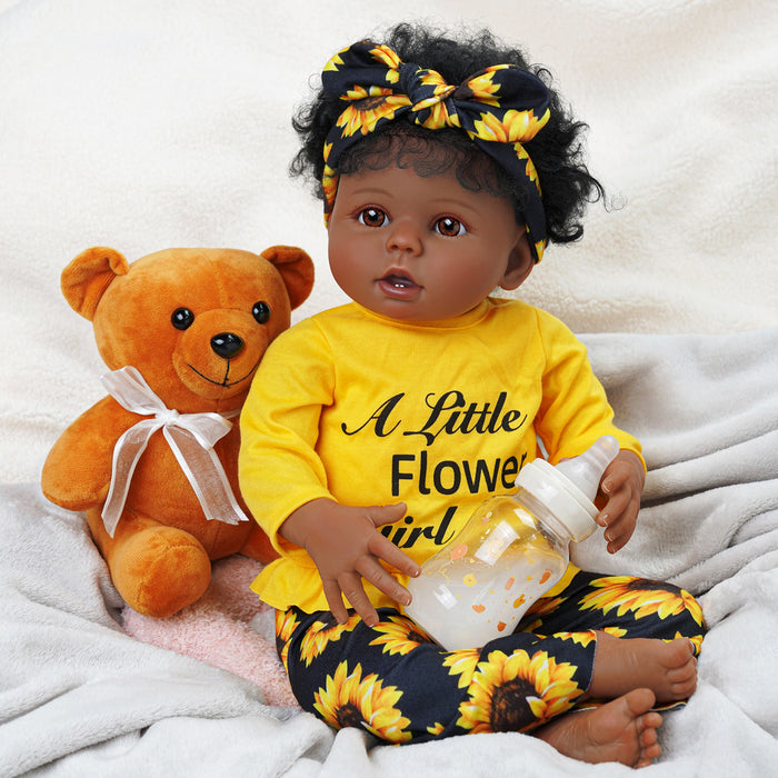 Babeside 20" Charming Reborn Baby Doll African American Infant Girl Chrysanthemum Suit Bessie