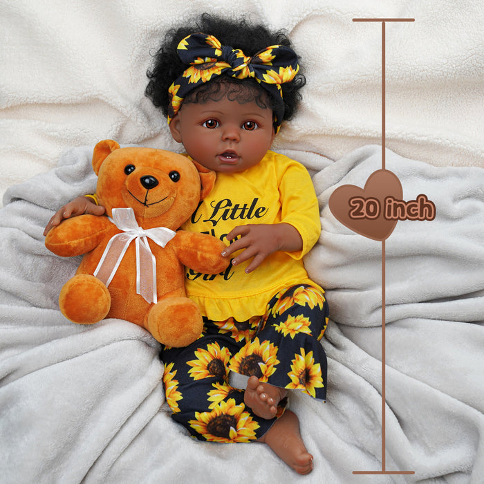 Babeside 20" Charming Reborn Baby Doll African American Infant Girl Chrysanthemum Suit Bessie