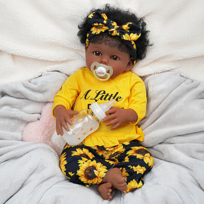 Babeside 20" Charming Reborn Baby Doll African American Infant Girl Chrysanthemum Suit Bessie