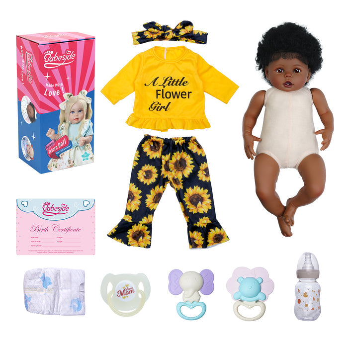 Babeside 20" Charming Reborn Baby Doll African American Infant Girl Chrysanthemum Suit Bessie
