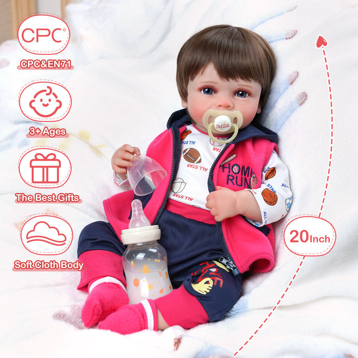 Babeside 20'' Cutest Realistic Blue Eyes Reborn Baby Doll Girl Carol