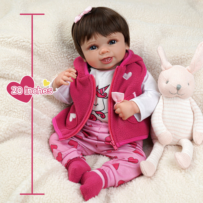 Babeside 20'' Cutest Realistic Pink Suit Reborn Baby Doll Girl Carol