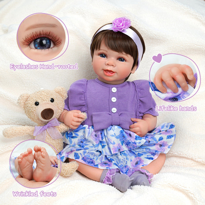 Babeside 20'' Cutest Realistic Purple Suit Reborn Baby Doll Charming Girl Carol