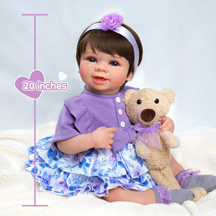 Babeside 20'' Cutest Realistic Purple Suit Reborn Baby Doll Charming Girl Carol