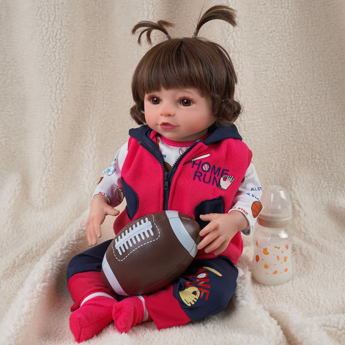 Babeside 20'' Cutest Realistic Reborn Baby Doll Brown Hair Girl Elise