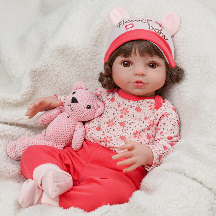 Babeside 20'' Cutest Realistic Reborn Baby Doll Brown Hair Girl Elise