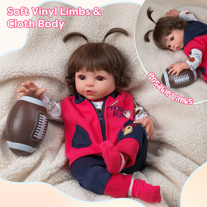 Babeside 20'' Cutest Realistic Reborn Baby Doll Brown Hair Girl Elise
