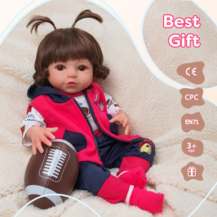 Babeside 20'' Cutest Realistic Reborn Baby Doll Brown Hair Girl Elise