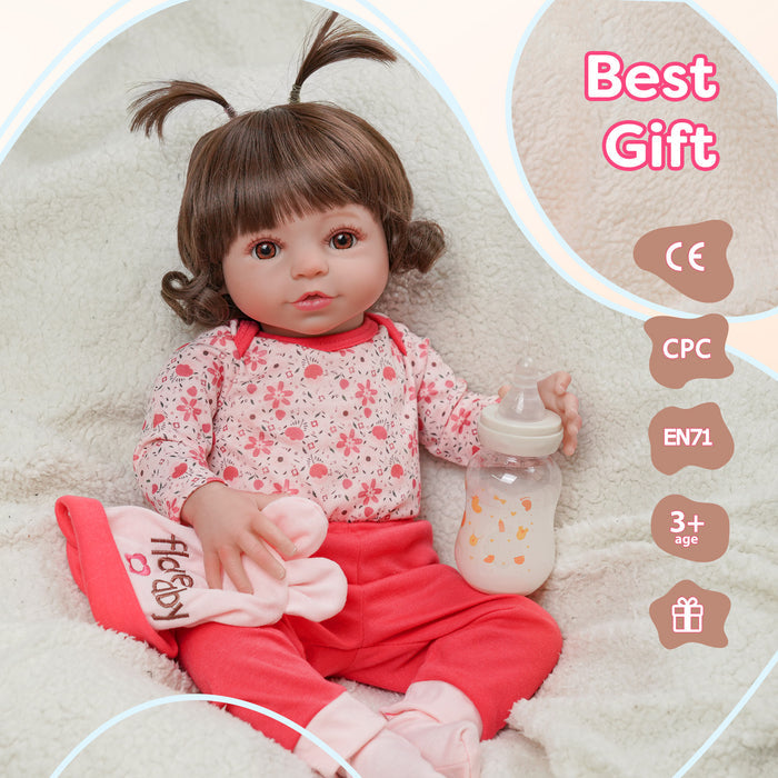 Babeside 20'' Cutest Realistic Reborn Baby Doll Brown Hair Girl Elise