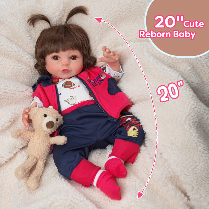 Babeside 20'' Cutest Realistic Reborn Baby Doll Brown Hair Girl Elise