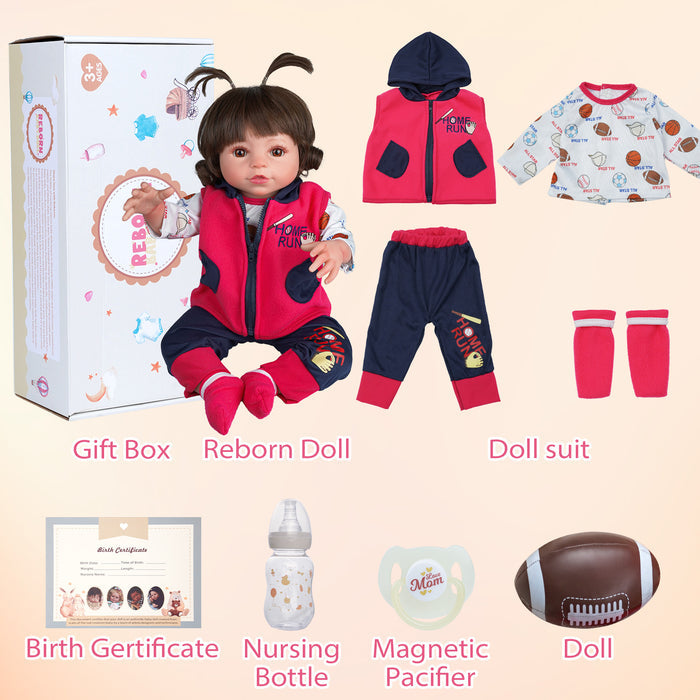 Babeside 20'' Cutest Realistic Reborn Baby Doll Brown Hair Girl Elise