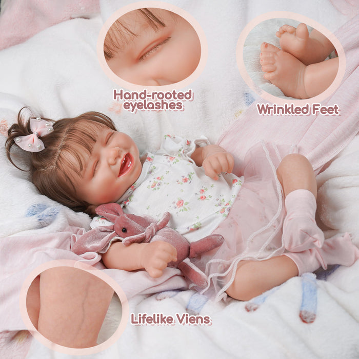 Babeside 20 Inch Lifelike Reborn Baby Dolls Girl Debby Real Baby Smiling Realistic