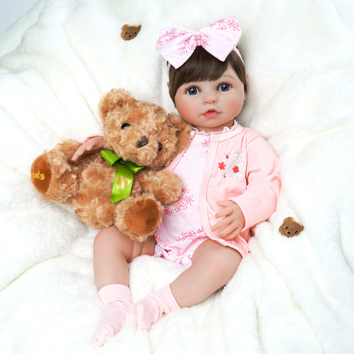 Babeside 20'' Lifelike Reborn Baby Doll Blue Eyes Adorable Girl Alva - Pink Flower Style