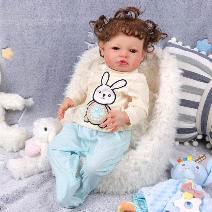 Babeside 20'' Lifelike Reborn Baby Doll Brown Eyes Charming Girl Laney