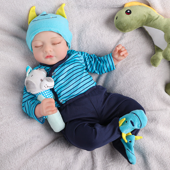 Babeside 20" Realistic Infant Baby Doll Blue Stripes Boy Star