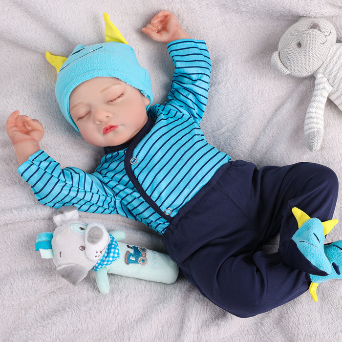 Babeside 20" Realistic Infant Baby Doll Blue Stripes Boy Star