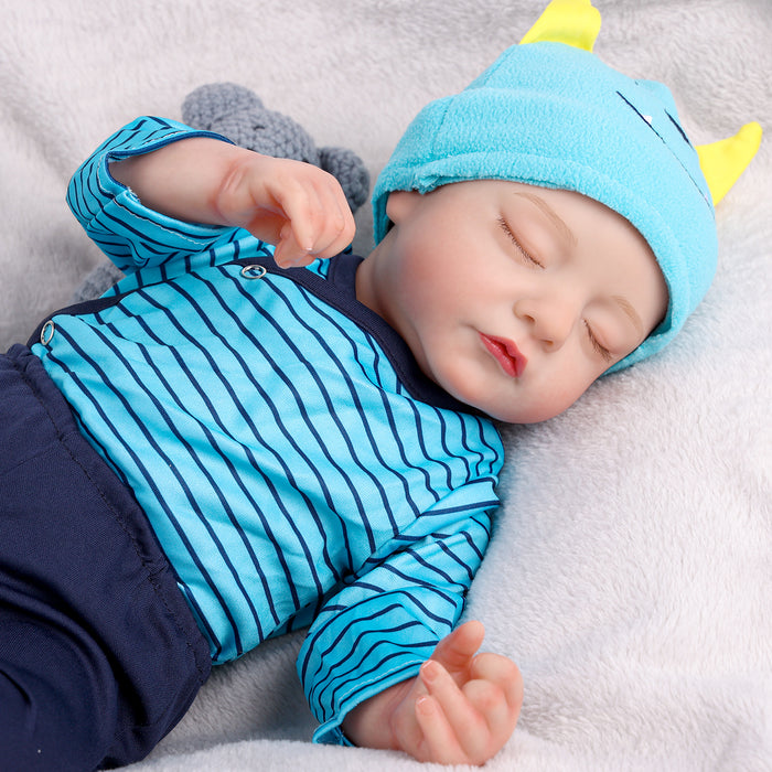 Babeside 20" Realistic Infant Baby Doll Blue Stripes Boy Star