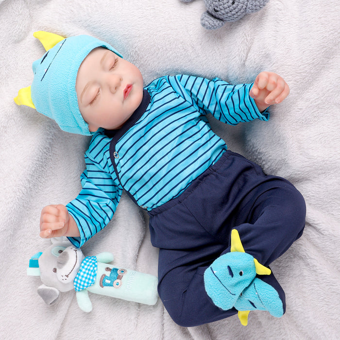 Babeside 20" Realistic Infant Baby Doll Blue Stripes Boy Star