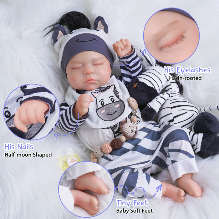 Babeside 20'' Realistic Reborn Baby Doll Adorable Boy Thea - Zebra Clothes Set