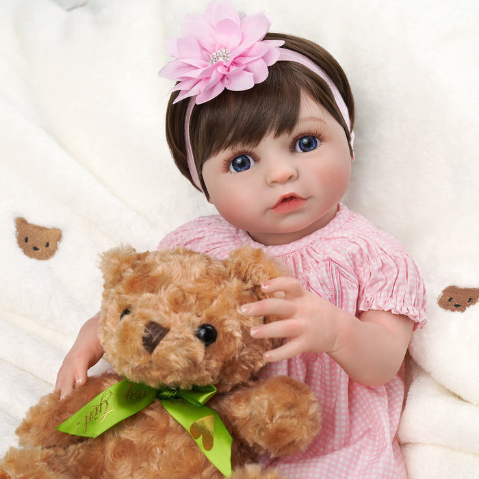 Babeside 20'' Realistic Reborn Baby Doll Blue Eyes Charming Girl Alva - Pink Style
