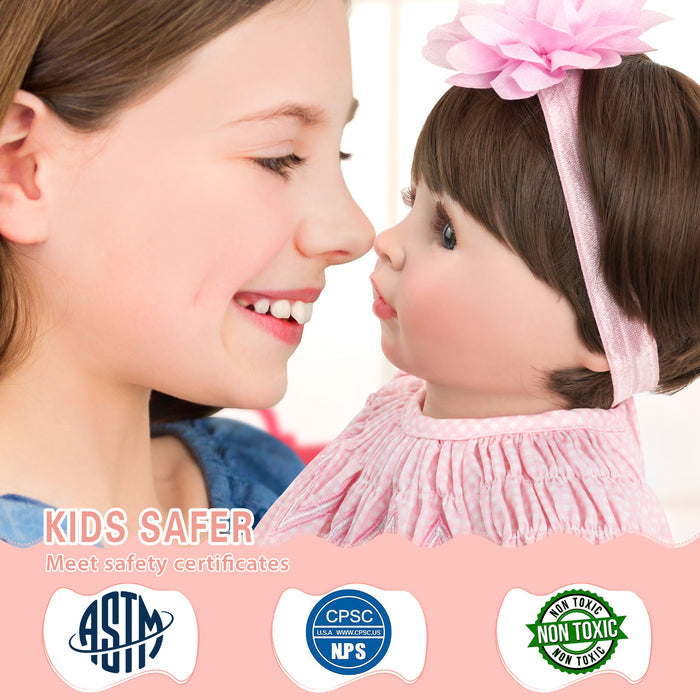 Babeside 20'' Realistic Reborn Baby Doll Blue Eyes Charming Girl Alva - Pink Style