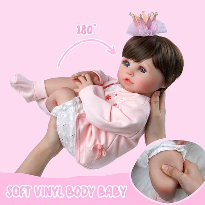 Babeside 20'' Realistic Reborn Baby Doll Blue Eyes Charming Girl Alva - Pink & White Style