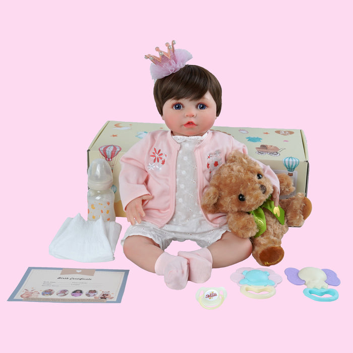 Babeside 20'' Realistic Reborn Baby Doll Blue Eyes Charming Girl Alva - Pink & White Style