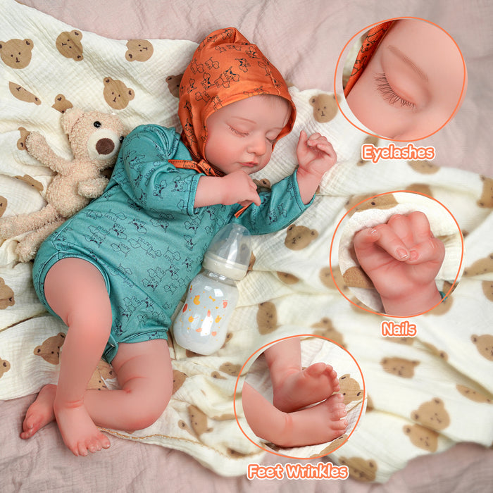 Babeside 20" Realistic Reborn Baby Doll Infant Sleeping Boy Star - Green & Brown Style