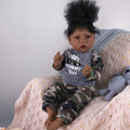Babeside 20" Reborn Baby Doll African American Black Grey Camouflage Clothing Girl Saria