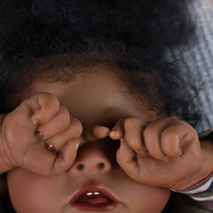 Babeside 20" Reborn Baby Doll African American Black Grey Camouflage Clothing Girl Saria