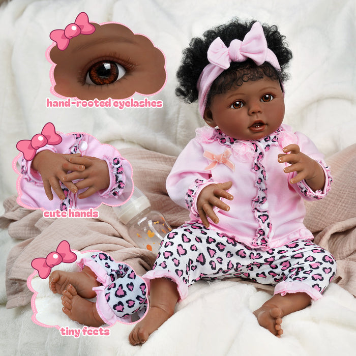 Babeside 20" Reborn Baby Doll African American Infant Girl Brown Eyes Bessie