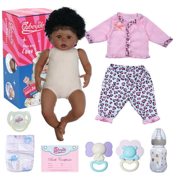 Babeside 20" Reborn Baby Doll African American Infant Girl Brown Eyes Bessie