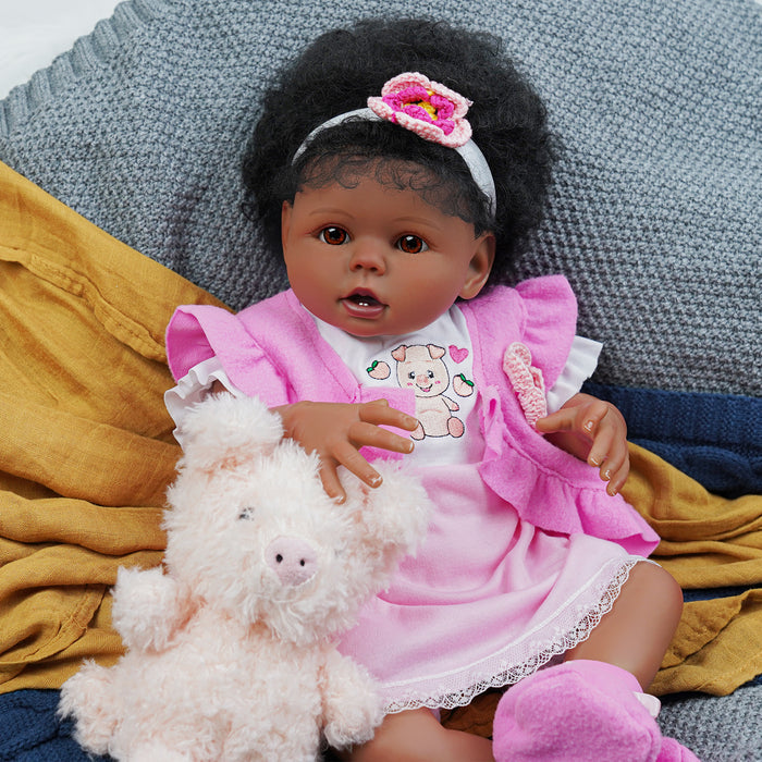 Babeside 20" Reborn Baby Doll African American Infant Girl Pink Suit Bessie