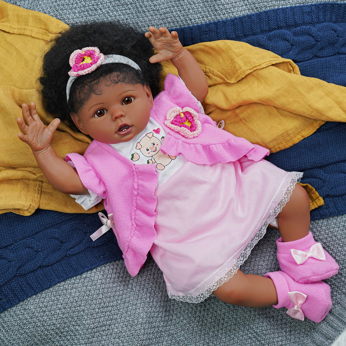 Babeside 20" Reborn Baby Doll African American Infant Girl Pink Suit Bessie