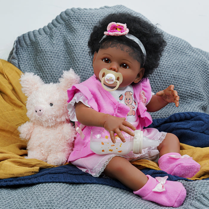 Babeside 20" Reborn Baby Doll African American Infant Girl Pink Suit Bessie