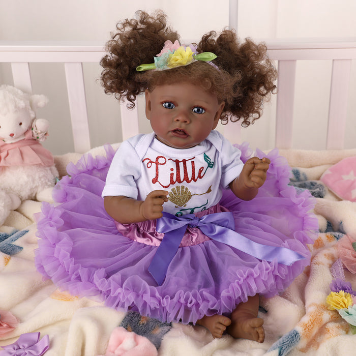 Babeside 20" Reborn Baby Doll African American White and Purple Skirt Girl Saria