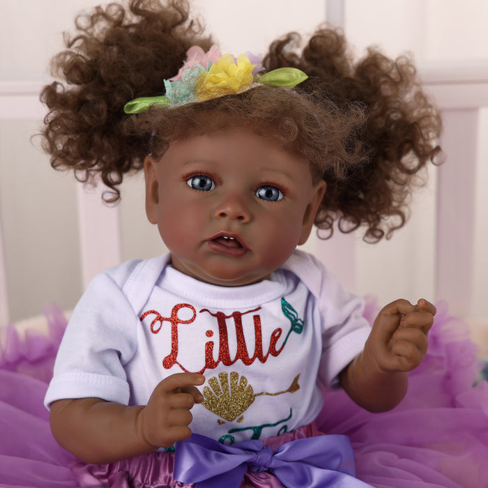 Babeside 20" Reborn Baby Doll African American White and Purple Skirt Girl Saria