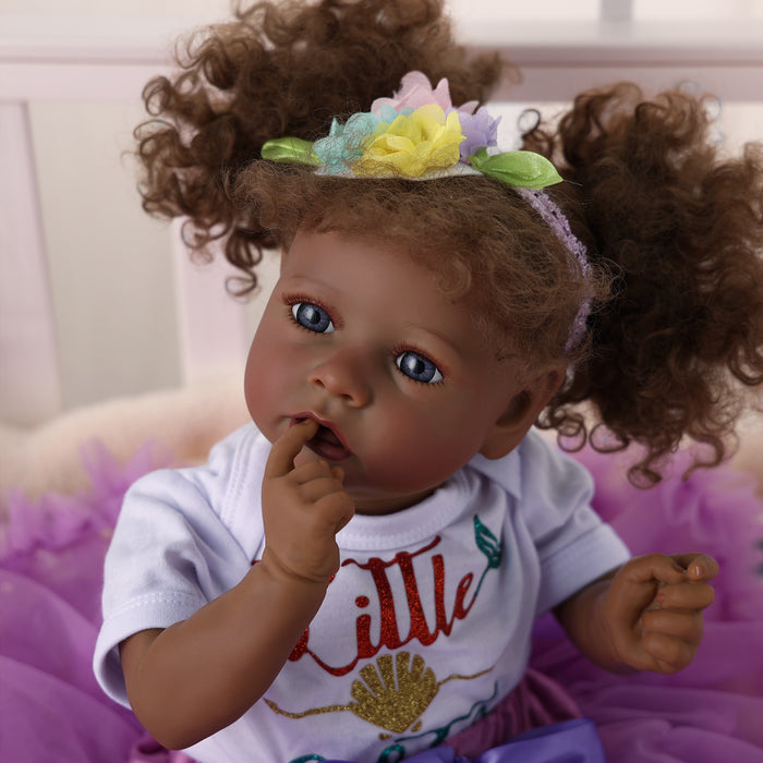 Babeside 20" Reborn Baby Doll African American White and Purple Skirt Girl Saria