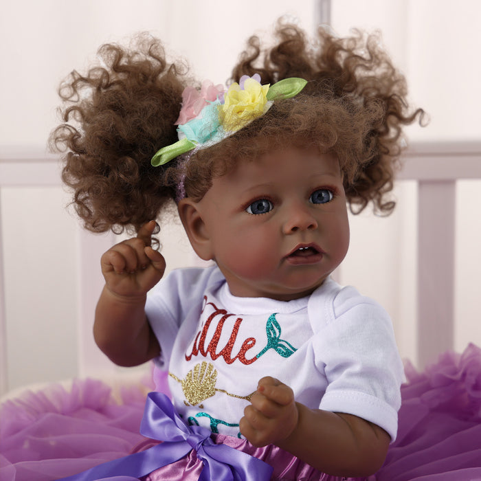 Babeside 20" Reborn Baby Doll African American White and Purple Skirt Girl Saria