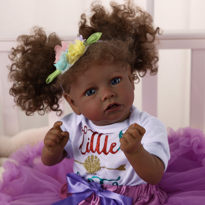 Babeside 20" Reborn Baby Doll African American White and Purple Skirt Girl Saria