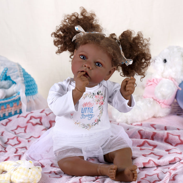 Babeside 20" Reborn Baby Doll African American White Skirt Girl Saria